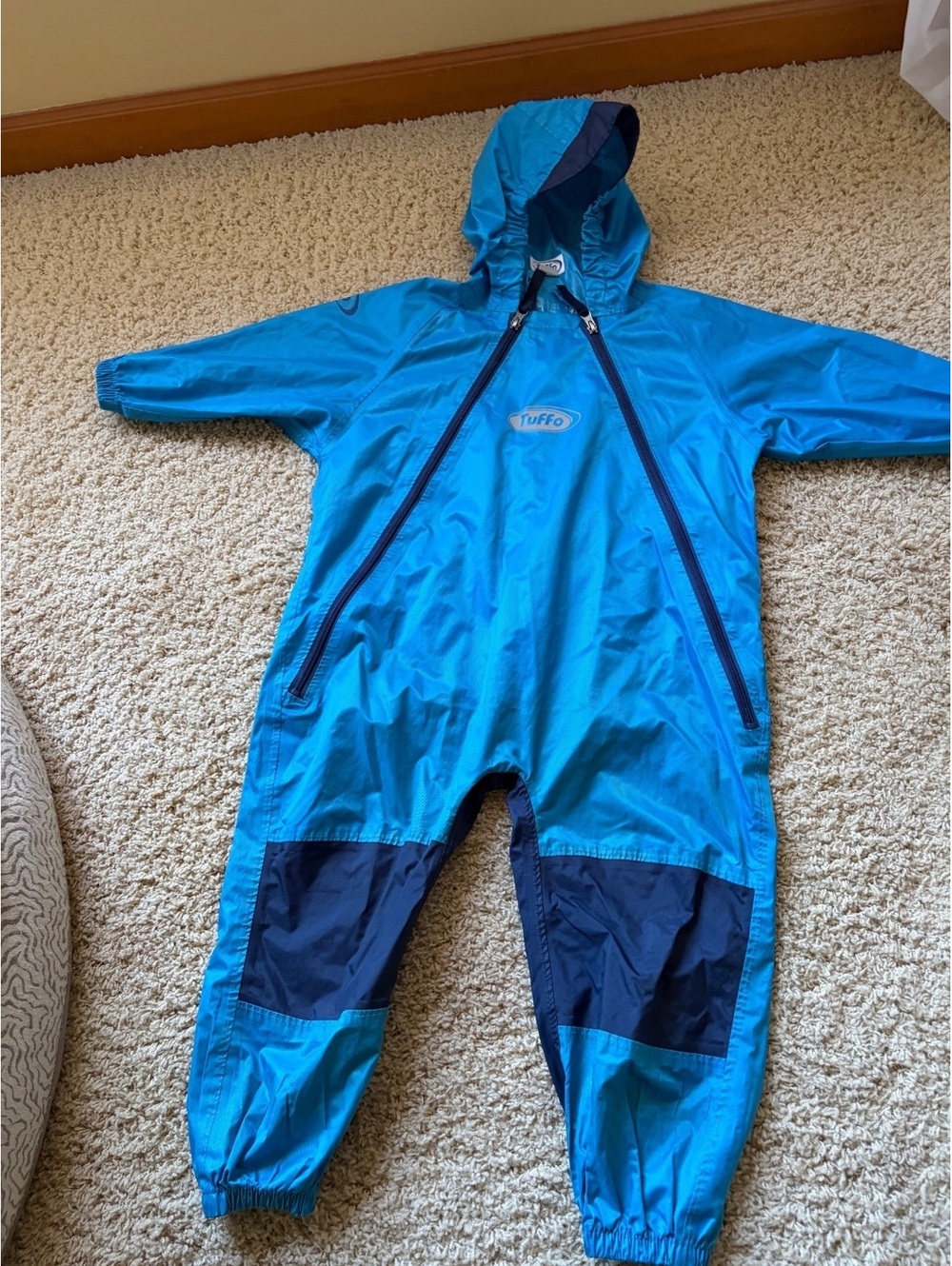 Tuffo Muddy Buddy one-piece kids' rain suit bright blue size 4T